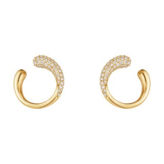 Georg Jensen Mercy Earrings Gold with Pavé Diamonds 0.38 CT