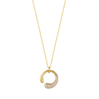 Georg Jensen Mercy Necklace with Pendant 0.33 CT in yellow gold with .33 ct of pavé diamonds | Kneen & Co