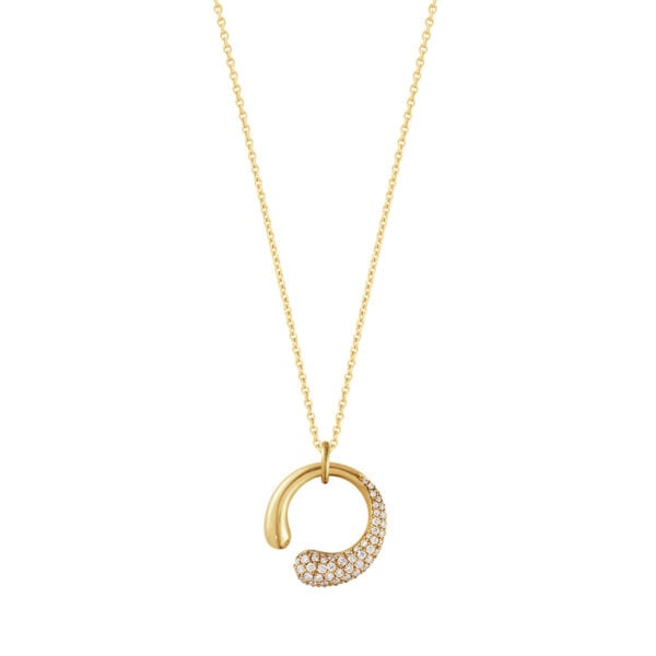 Georg Jensen Mercy Necklace with Pendant 0.33 CT in yellow gold with .33 ct of pavé diamonds | Kneen & Co