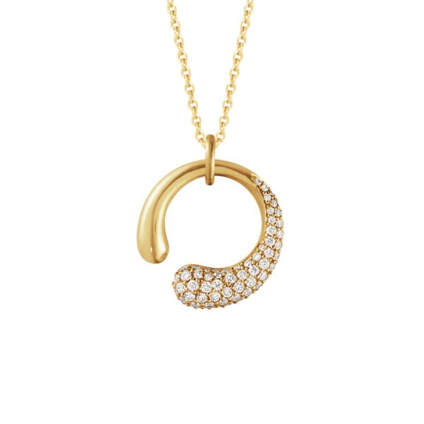 Georg Jensen Mercy Necklace with Pendant 0.33 CT in yellow gold with .33 ct of pavé diamonds | Kneen & Co