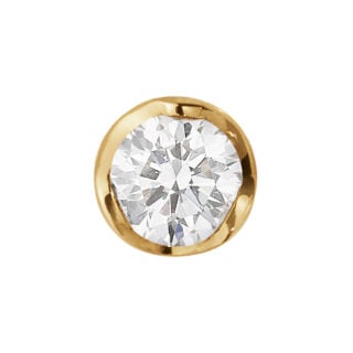 Georg Jensen Signature Diamonds Solitaire Stud Earring 0.05 ct in yellow gold front view | Kneen & Co