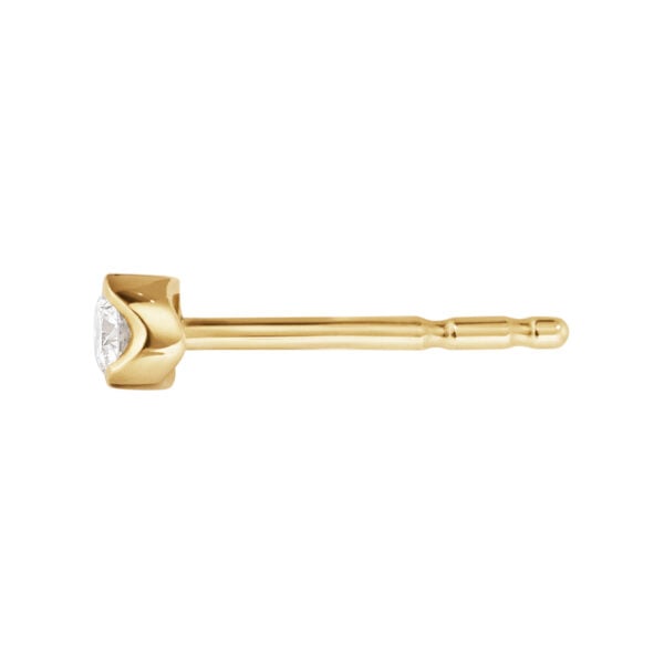 Georg Jensen Signature Diamonds Solitaire Stud Earring 0.05 ct in yellow gold side view | Kneen & Co