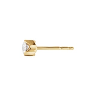 Georg Jensen Signature Diamonds Solitaire Stud Earring 0.20 ct in yellow gold side view| Kneen & Co