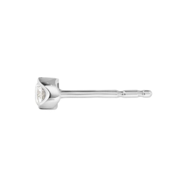 Georg Jensen Signature Diamonds Solitaire Stud Earring White Gold with Diamonds 0.10 CT side view | Kneen & Co