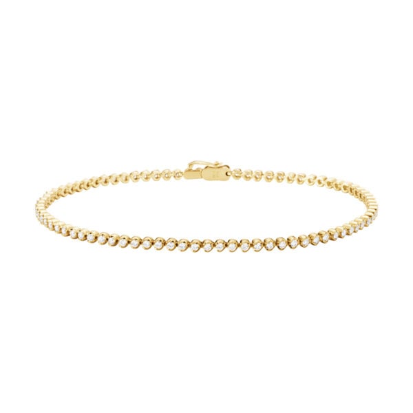 George Jensen Signature Diamonds Tennis Bracelet, Slim, Yellow Gold | Kneen & Co