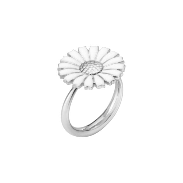 Georg Jensen Daisy Ring in Sterling Silver and White Enamel | Kneen & Co