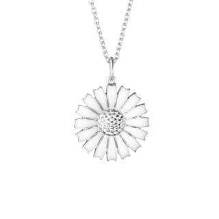 Georg Jensen Daisy Pendant in Sterling Silver and White Enamel | Kneen & Co