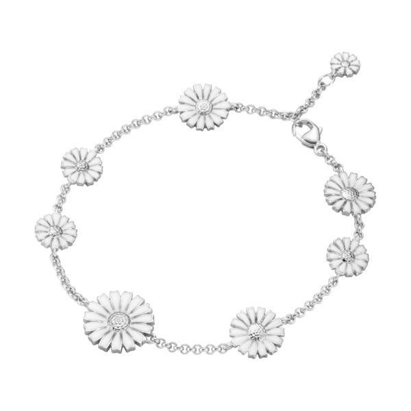 GJensen-20001537-DAISY-BRACELET-2024-550-SLVR-RH-WHT-ENML-18-5CM-1200x1200-100KB George Jensen Daisy Bloom Bracelet in Sterling Silver and White Enamel | Kneen & Co