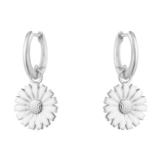 George Jensen Daisy Earrings in Sterling Silver and White Enamel | Kneen & Co