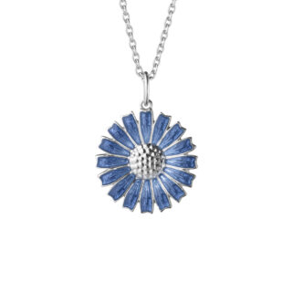 Georg Jensen Daisy Pendant in Sterling Silver and Blue Enamel | Kneen & Co