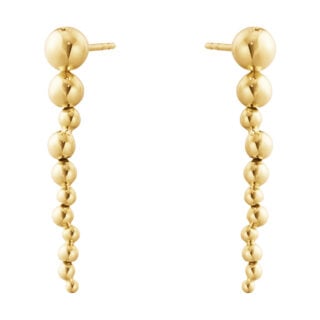 Georg Jensen Moonlight Grapes Long Earrings in yellow gold | Kneen & Co