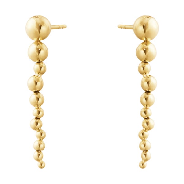 Georg Jensen Moonlight Grapes Long Earrings in yellow gold | Kneen & Co