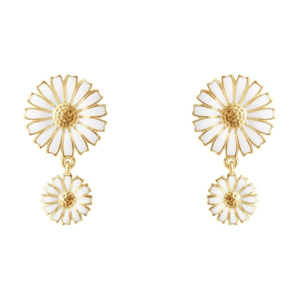 GJensen-20001670-DAISY-DOUBLE-EARRING-SLVR-GP-WHT-ENML-13MM-8MM-1200x1200-100KB Georg Jensen Daisy Double Earrings in 18 kt yellow gold plated sterling silver and white enamel | Kneen & Co