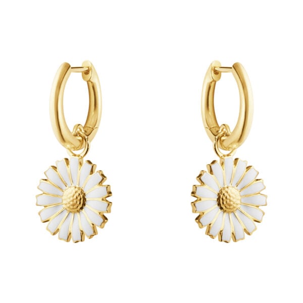 GJensen-20001671-DAISY-EARRING-SLVR-GP-WHT-ENML-13MM-1200x1200-100KB Georg Jensen Daisy Earrings in 18 kt yellow gold plated sterling silver and white enamel | Kneen & Co