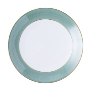 Marie Daage Rimmed Dinner Plate Bamboo Bordure in color no. 20 Vert de Gris.