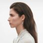 Georg Jensen Offspring Open Earhoops in sterling silver shown on model | Kneen & Co