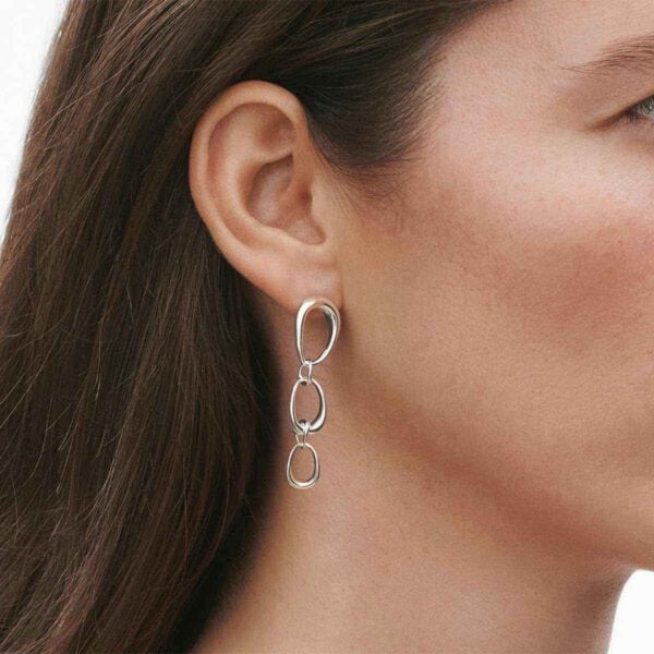 GJ-SS25-ECOM-SHOOT-OFFSPRING-EARRING-20001766-1200w-100KB copy Georg Jensen Offspring Loop Earrings in sterling silver close up on model | Kneen & Co