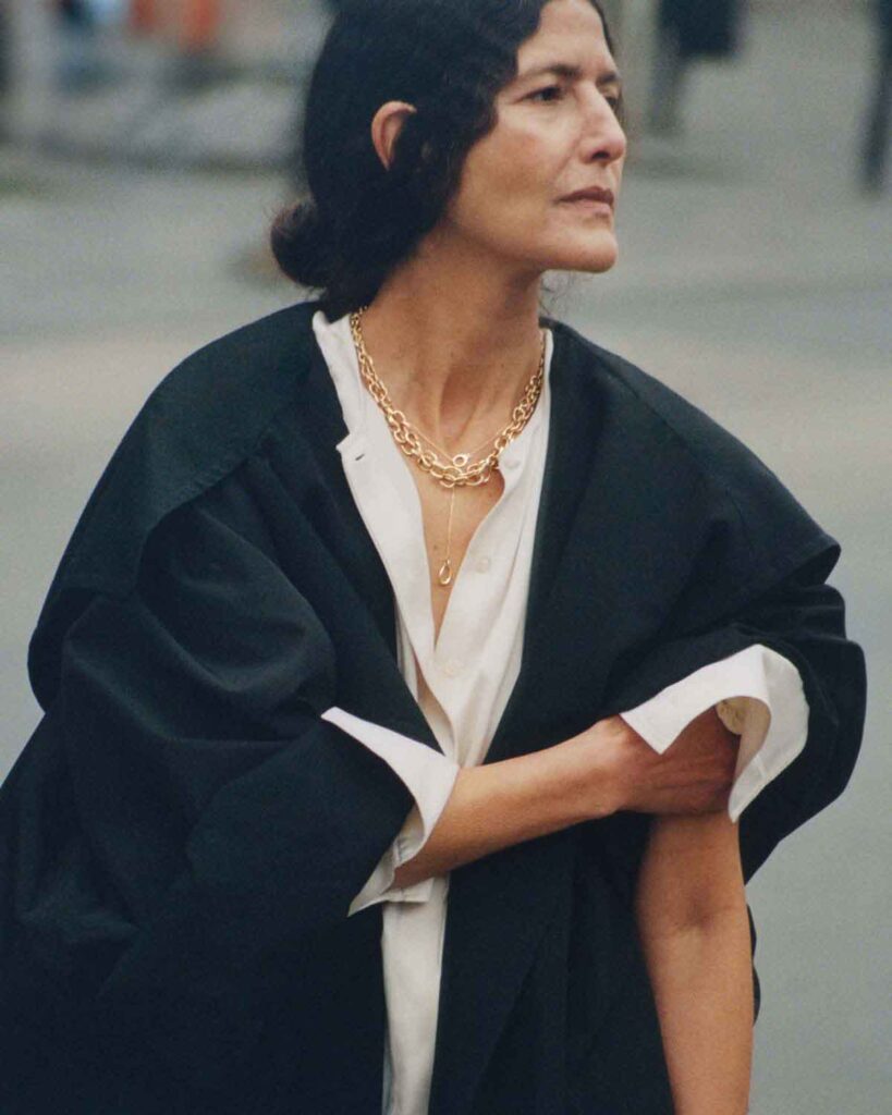 Georg Jensen Offspring Collection Necklaces in gold on model | Kneen & Co