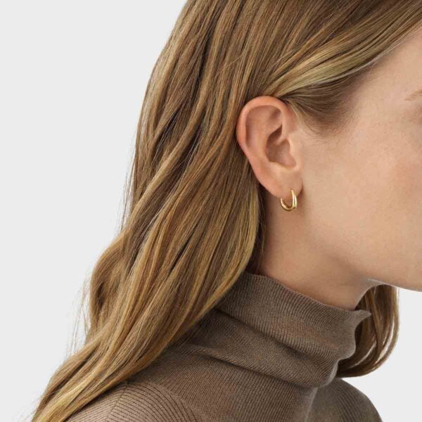 Georg Jensen Offspring Earhoops Gold on Model | Kneen & Co