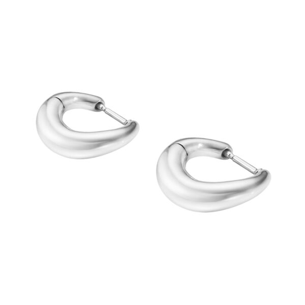 Georg Jensen Offspring Small Earhoop in sterling silver side view | Kneen & Co