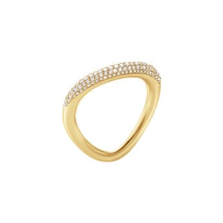 Georg Jensen Offspring Ring 1433A in 18 kt yellow gold with pave diamonds 0.35 ct | Kneen & Co