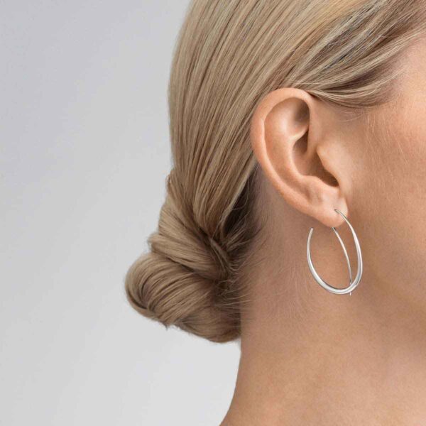 GJensen-10012755-OFFSPRING-EARHOOP-onmodel-1200w-100KB Georg Jensen Offspring Double Earhoops in sterling silver on model | Kneen & Co