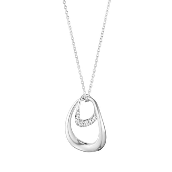 Georg Jensen Offspring Necklace with Pendant, Large 0.08 ct close up view | Kneen & Co