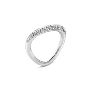Georg Jensen Offspring Ring in sterling silver and pavé-set with 0.14 ct brilliant-cut diamonds | Kneen & Co