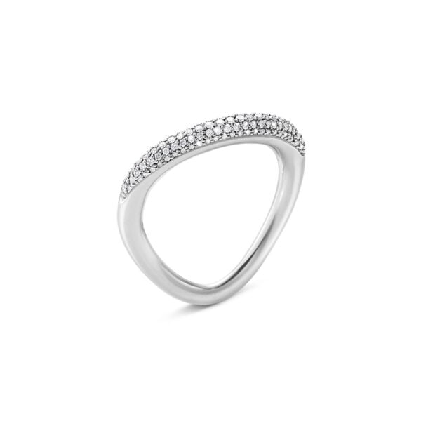 Georg Jensen Offspring Ring in sterling silver and pavé-set with 0.14 ct brilliant-cut diamonds | Kneen & Co