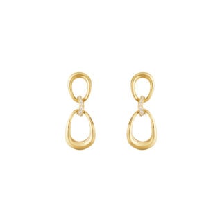 Georg Jensen Offspring Earrings in 18 kt. yellow gold with .05 ct diamonds | Kneen & Co
