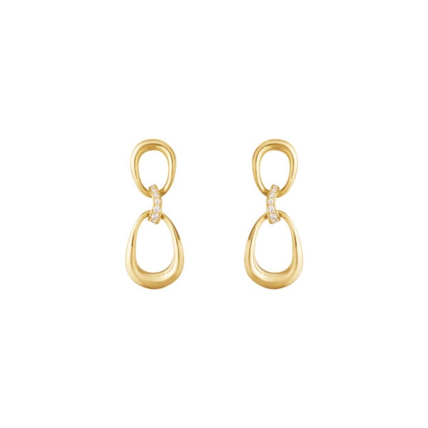 Georg Jensen Offspring Earrings in 18 kt. yellow gold with .05 ct diamonds | Kneen & Co
