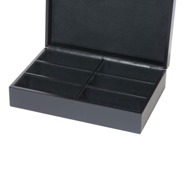 GB-Riviere-BX-BL-GL-Mila-Glasses-Box-w-Belt-Suede-Lining-OPEN-CHROME-BLK-CUTOUT01-1200x1200-100KB Riviere Mila Leather Glasses Box | Kneen & Co