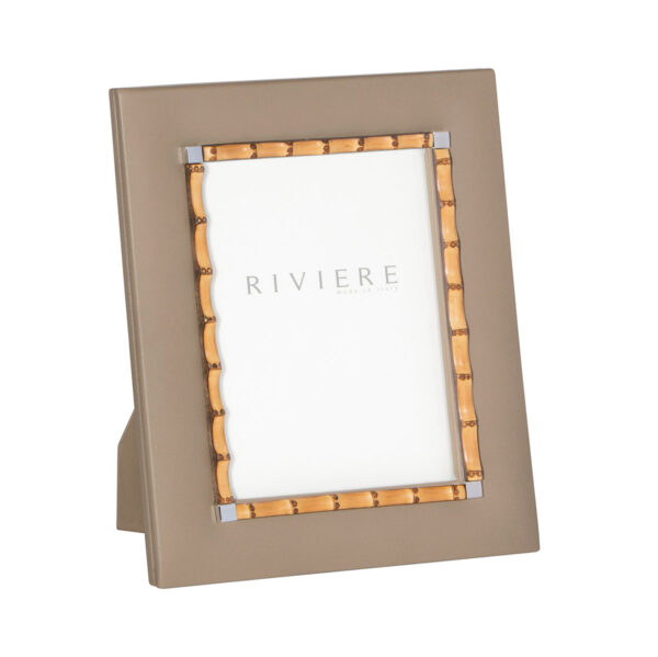 GB-Riviere-F2-BB-PictureFrame-Leather-Bamboo-Trim-Chrome-Details-CUTOUT-TAUPE-1200x1200-100KB Riviere Bice Leather Picture Frame | Kneen & Co