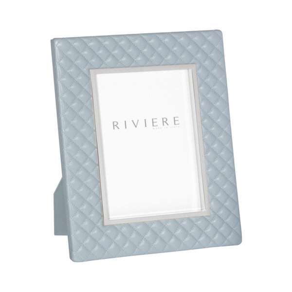 GB-Riviere-F2-PT-Anita-PictureFrame-Leather-Quilted-Diamonds-Trim-Metal-CHROME-AZURE-CUTOUT01-1200x1200-100KB Riviere Anita Leather Picture Frame | Kneen & Co