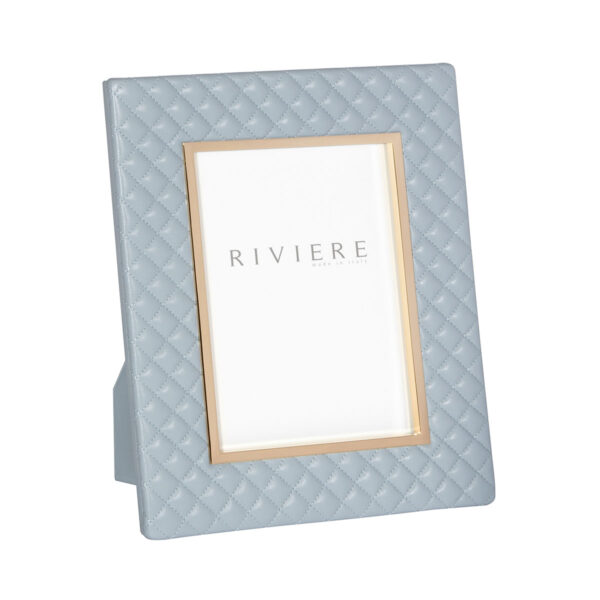 GB-Riviere-F2-PT-Anita-PictureFrame-Leather-Quilted-Diamonds-Trim-Metal-GOLD-AZURE-CUTOUT01-1200x1200-100KB Riviere Anita Leather Picture Frame | Kneen & Co