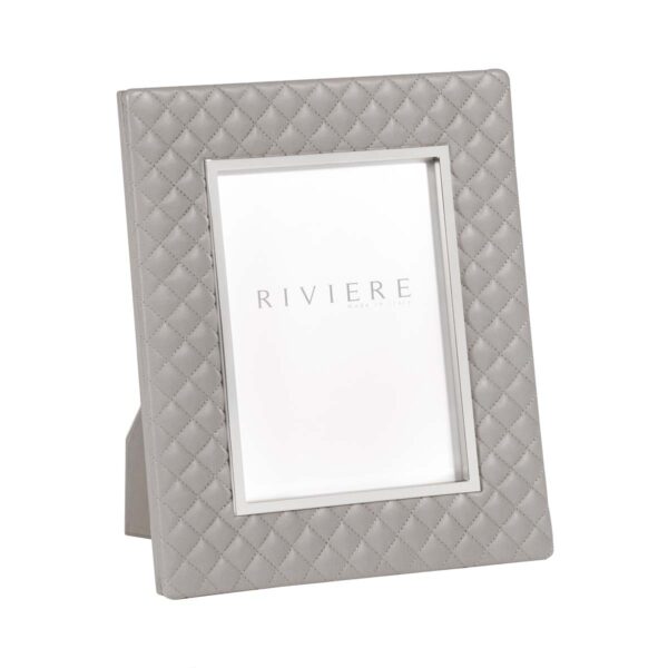 GB-Riviere-F2-PT-Anita-PictureFrame-Quilted-Diamonds-Trim-CHROME-MED-GREY-CUTOUT01-1200x1200-100KB Riviere Anita Leather Picture Frame | Kneen & Co