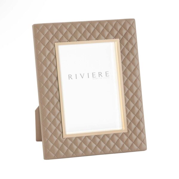 GB-Riviere-F2-PT g-PictureFrame-Quilted-Leather-Trim-CUTOUT-TAUPE-1200x1200-100KB Riviere Anita Leather Picture Frame | Kneen & Co