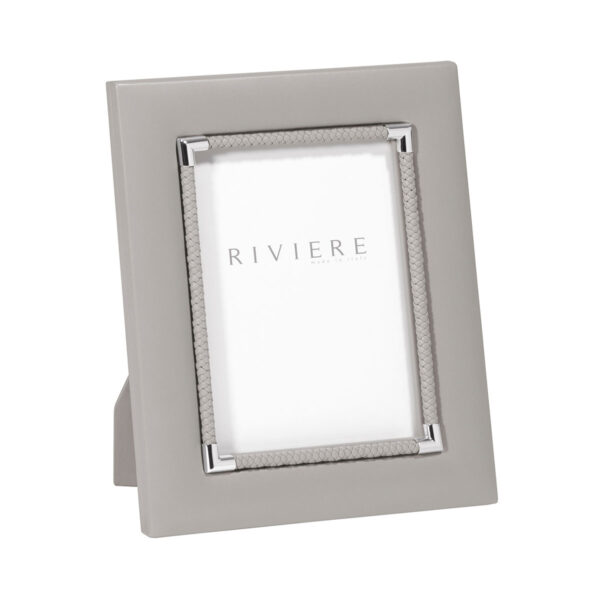 GB-Riviere-F2-SC-IN-Thea-N1-PictureFrame-LeaderInner-BraidedTrim-Detail-CHROME-MED-GREY-CUTOUT01-1200x1200-100KB Riviere Thea No. 1 Leather Picture Frame | Kneen & Co