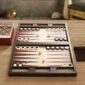 Riviere Eva Lines Leather Backgammon Set | Kneen & Co