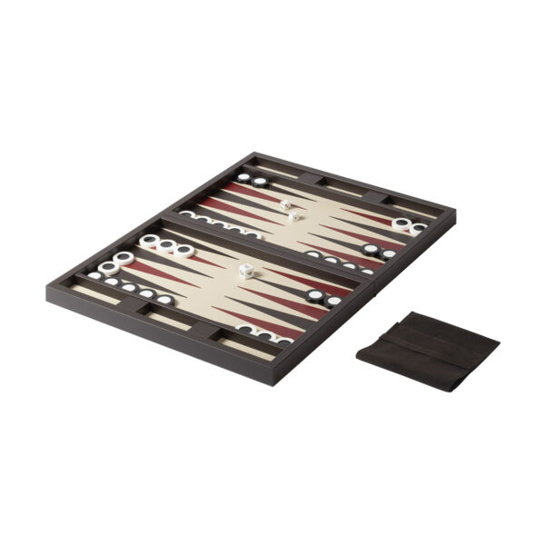 GB-Riviere-GBBG1-TC-Eva-Lines-BackgammonCase-RV25Moka-OPEN-CUTOUT05-1200x1200-100KB Riviere Eva Lines Leather Backgammon Set | Kneen & Co