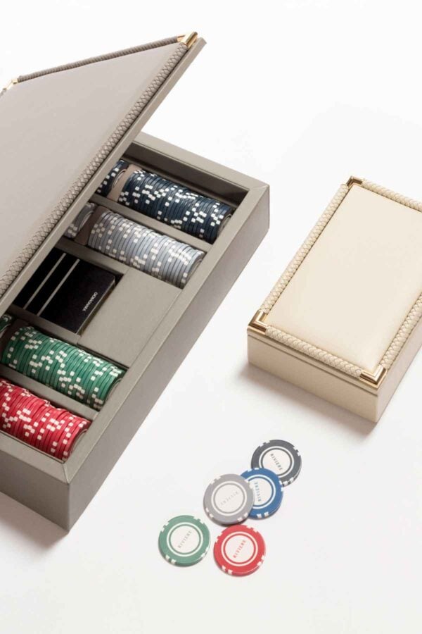 GB-Riviere-GBPK1-SC-Thea-poker-case-GREY-GBCD1-SC-TheaPlaying-CardHolder-Corner-GOLD-IVORY-GREY-LIFESTYLE01-1200w-100KB Riviere Thea Leather Poker Case | Kneen & Co