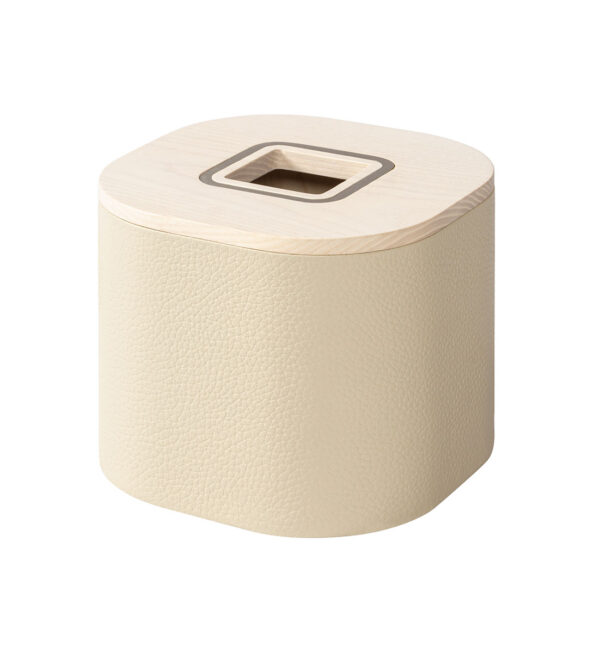 GB-Riviere-GPC-P-M-SQ-Dama-TissueHolder-RDD06Ivory-Ashwood-BrushedNickel-CUTOUT01-1200x1200-100KB Riviere Dama Leather Tissue Holder | Kneen & Co