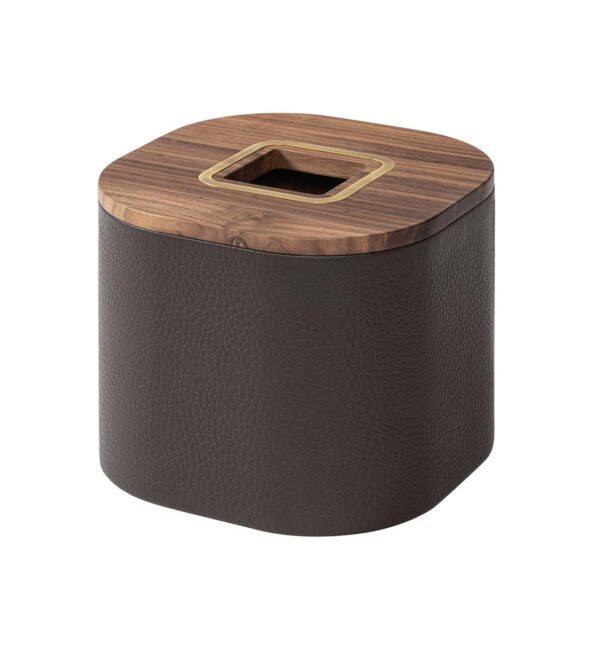 GB-Riviere-GPC-P-M-SQ-Dama-TissueHolder-RDD25Moka-Walnut-AntiqueBrass-CUTOUT01-1200x1200-100KB Riviere Dama Leather Tissue Holder | Kneen & Co
