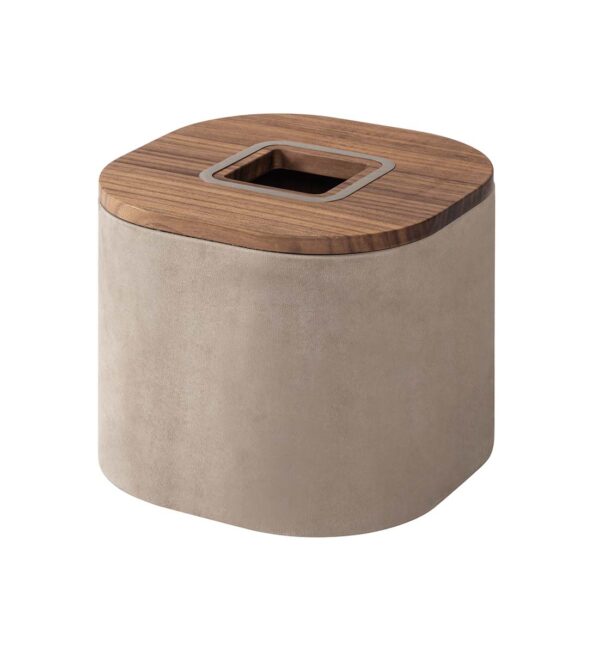 GB-Riviere-GPC-P-M-SQ-Dama-TissueHolder-RDN24Smoke-Walnut-BrushedNickel-CUTOUT01-1200x1200-100KB Riviere Dama Leather Tissue Holder | Kneen & Co