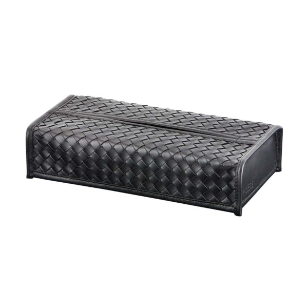 GB-Riviere-PC-INT-rect-Elba-HandwovenRectangular-TissueHolder-BLK-CUTOUT01-1200x1200-100KB Riviere Elba Handwoven Leather Tissue Holder | Kneen & Co
