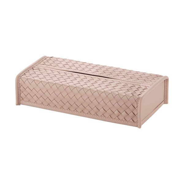 GB-Riviere-PC-INT-rect-Elba-HandwovenRectangular-TissueHolder-BLUSH-PINK-CUTOUT01-1200x1200-100KB Riviere Elba Handwoven Leather Tissue Holder | Kneen & Co