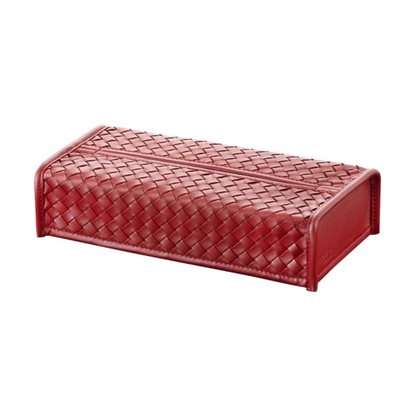 GB-Riviere-PC-INT-rect-Tissue-Box-Rectangular-Woven-CHERRY-1200x1200-100KB Riviere Elba Handwoven Leather Tissue Holder | Kneen & Co