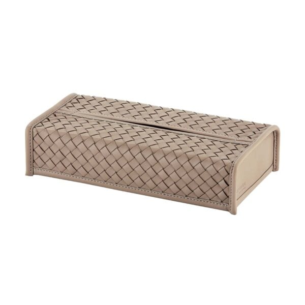 GB-Riviere-PC-INT-rect-Tissue-Box-Rectangular-Woven-TAUPE-1200x1200-100KB Riviere Elba Handwoven Leather Tissue Holder | Kneen & Co