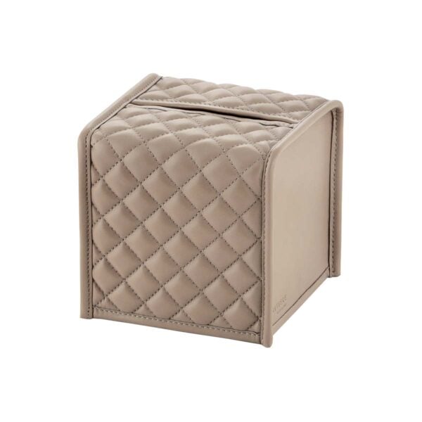 GB-Riviere-PC-PT-sq-Tissue-Box-Sqr-QuiltedPadded-CUTOUT-TAUPE-1200x1200-100KB Riviere Elba Diamonds Leather Tissue Holder | Kneen & Co