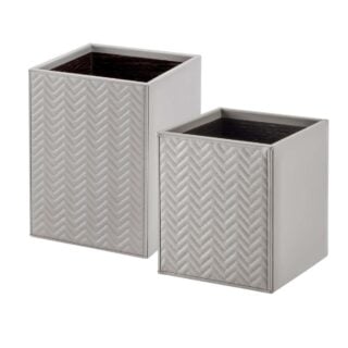 Riviere Ivo Herringbone Leather Waste Bin | Kneen & Co